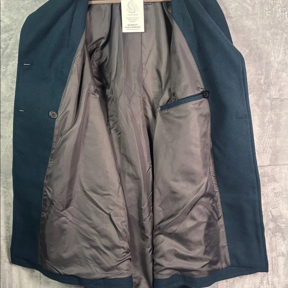 NWT New The Wool Maker Dark Teal Heavy Wool Blend Woman Jacket Pea Coat Size 2XL